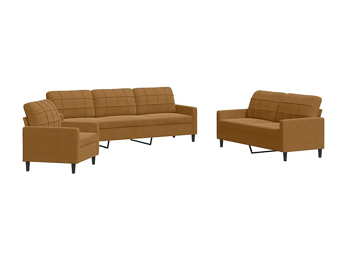 Ensemble de canapés 3 pcs avec coussins Marron Velours