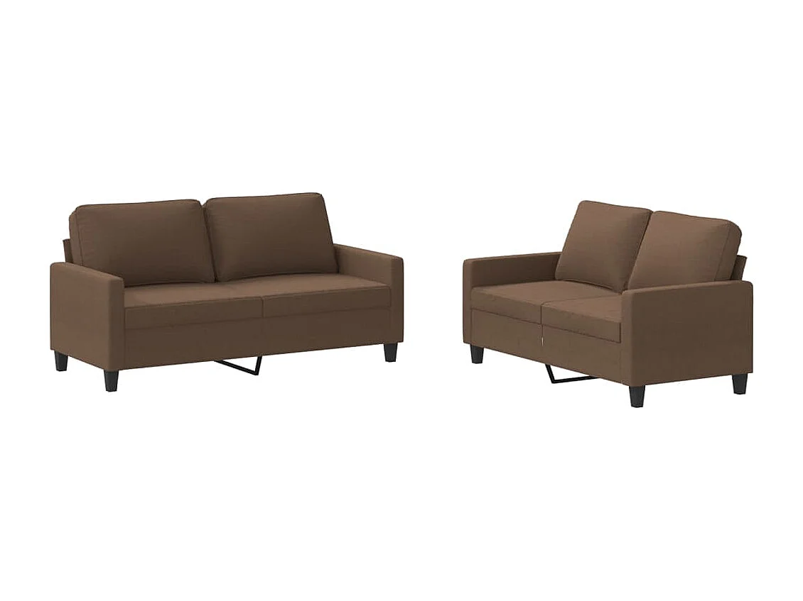 Ensemble de canapés 2 pcs avec coussins Marron Tissu