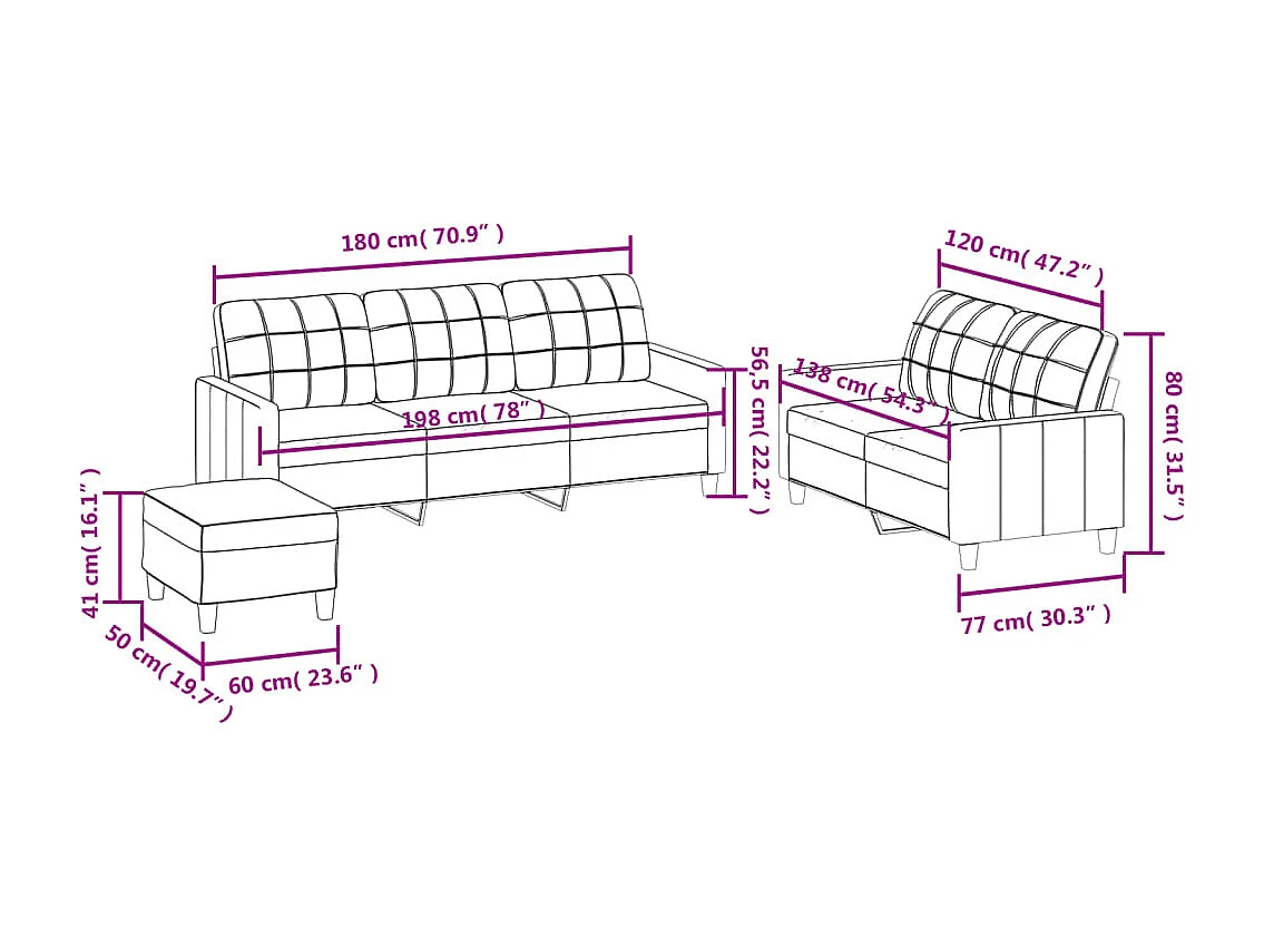 Ensemble de canapés 3 pcs avec coussins Gris Similicuir