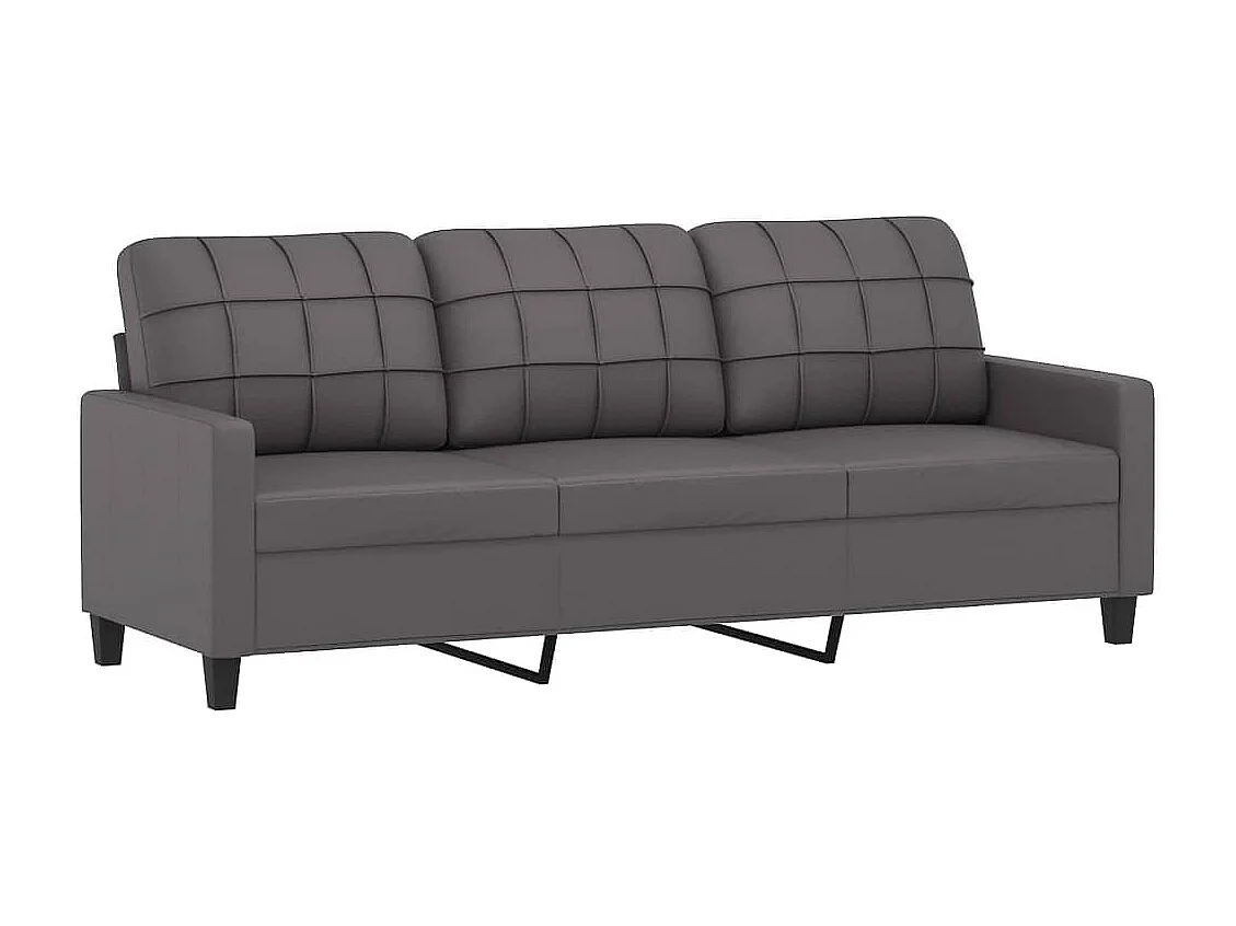Ensemble de canapés 3 pcs avec coussins Gris Similicuir