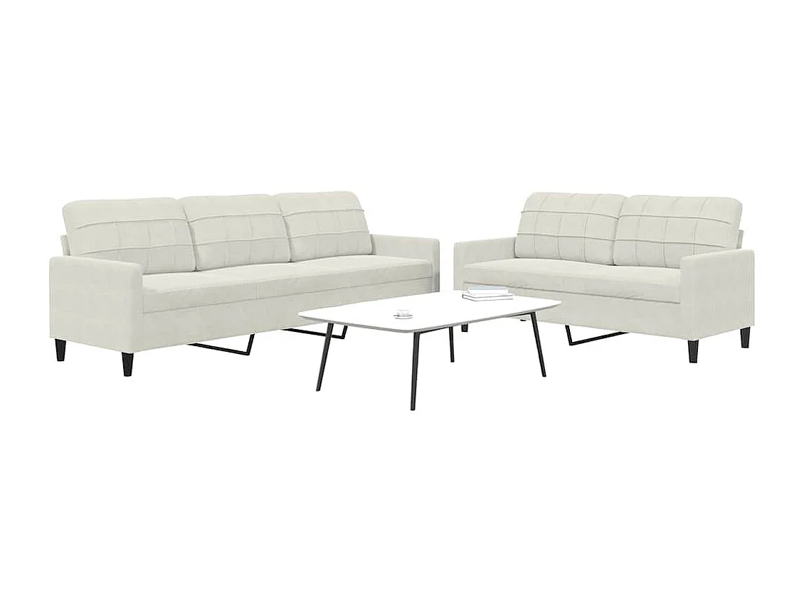 Ensemble de canapés 2 pcs avec coussins Crème Velours