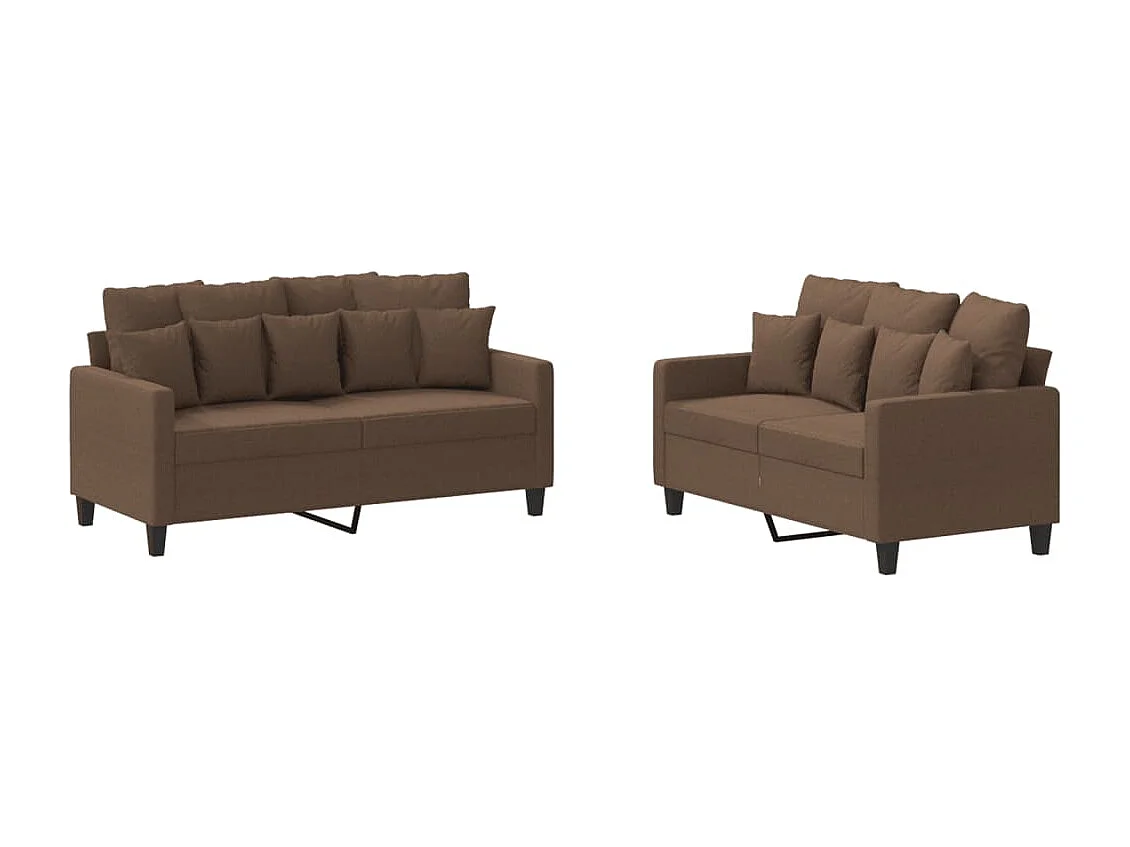 Ensemble de canapés 2 pcs avec coussins Marron Tissu