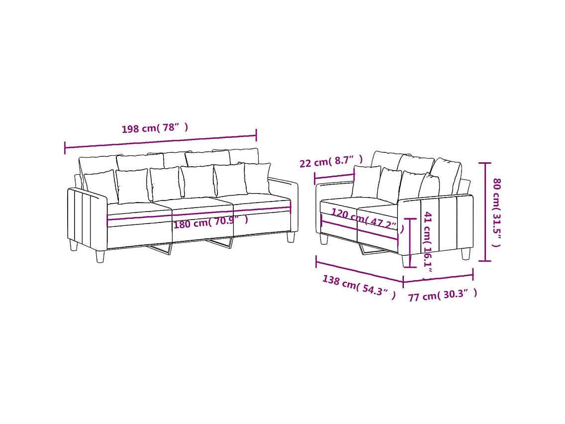 2-delige Loungeset met kussens stof taupe