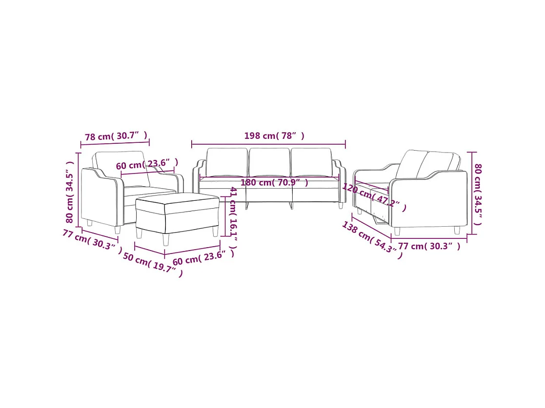 Ensemble de canapés 4 pcs avec coussins Noir Tissu