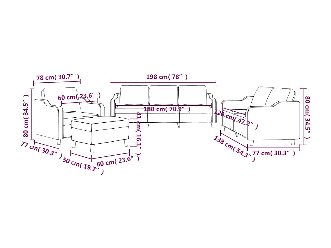 Ensemble de canapés 4 pcs avec coussins Noir Tissu