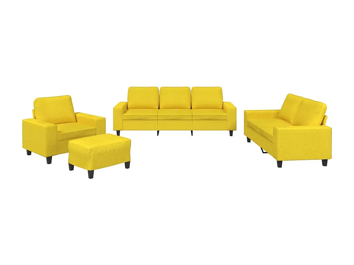 Ensemble de canapés 4 pcs jaune clair tissu