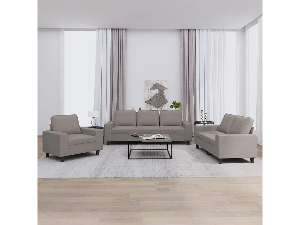 Ensemble de canapés 3 pcs taupe tissu