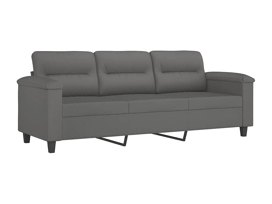 Ensemble de canapés 3 pcs coussins gris foncé tissu microfibre