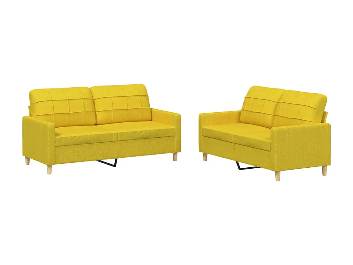 2-delige Loungeset met kussens stof lichtgeel