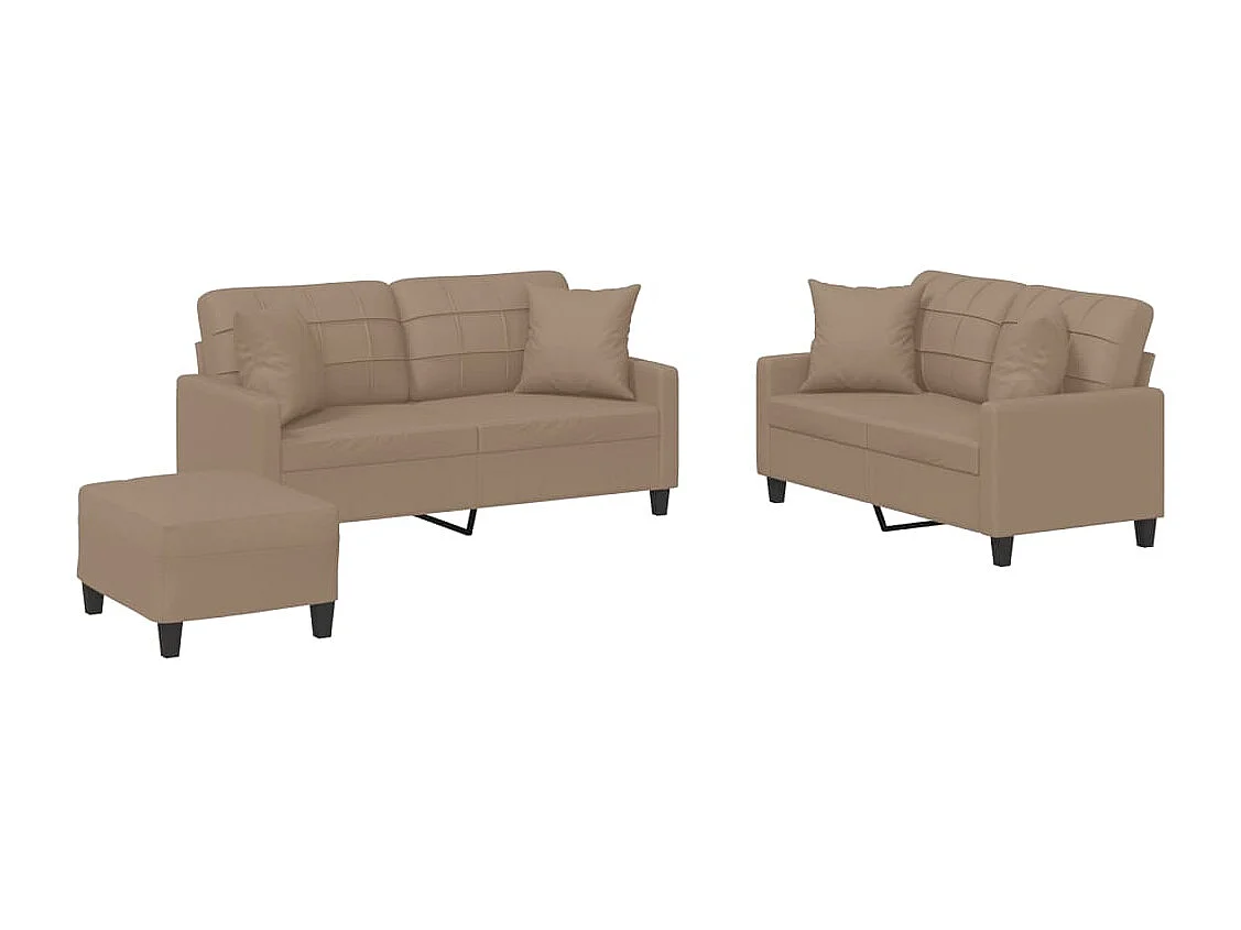 Ensemble de canapés 3 pcs avec coussins cappuccino similicuir