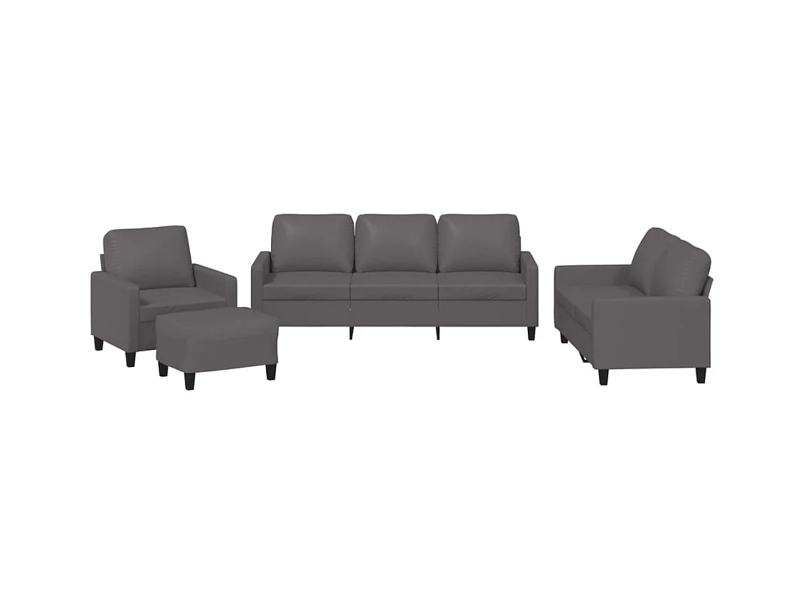 Ensemble de canapés 4 pcs avec coussins Gris Similicuir