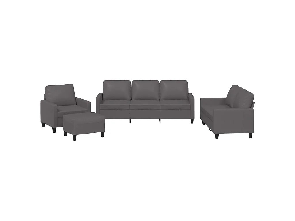 Ensemble de canapés 4 pcs avec coussins Gris Similicuir