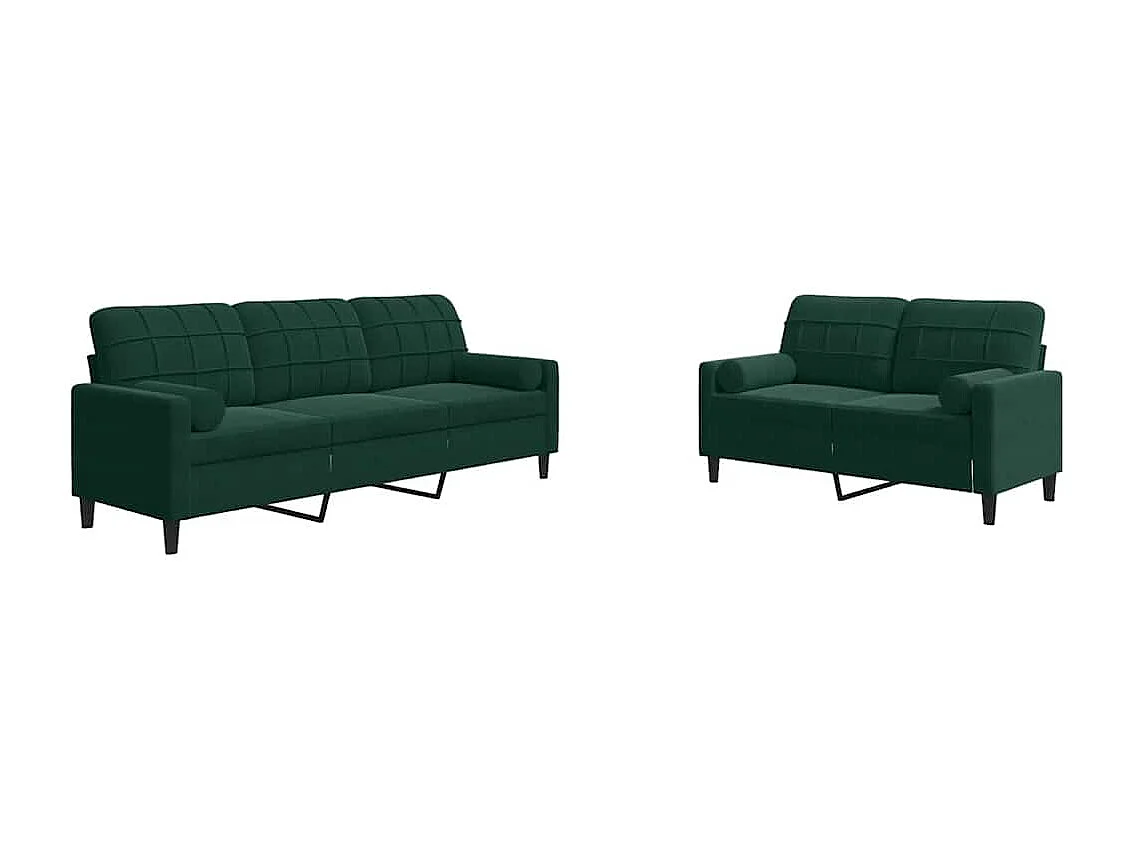 2-delige Loungeset met kussens en bolsters fluweel donkergroen