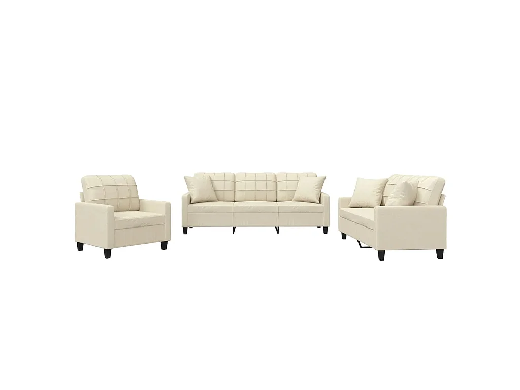 Ensemble de canapés 3 pcs avec coussins crème similicuir