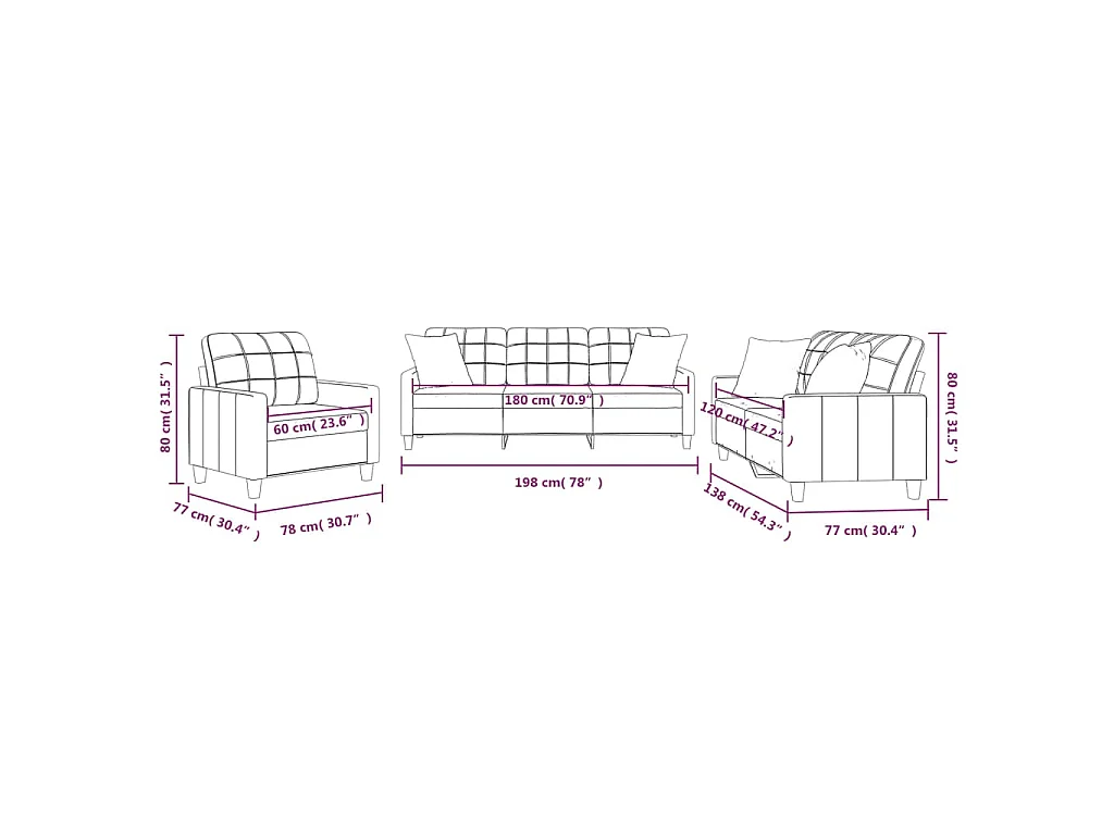 Ensemble de canapés 3 pcs avec coussins crème similicuir