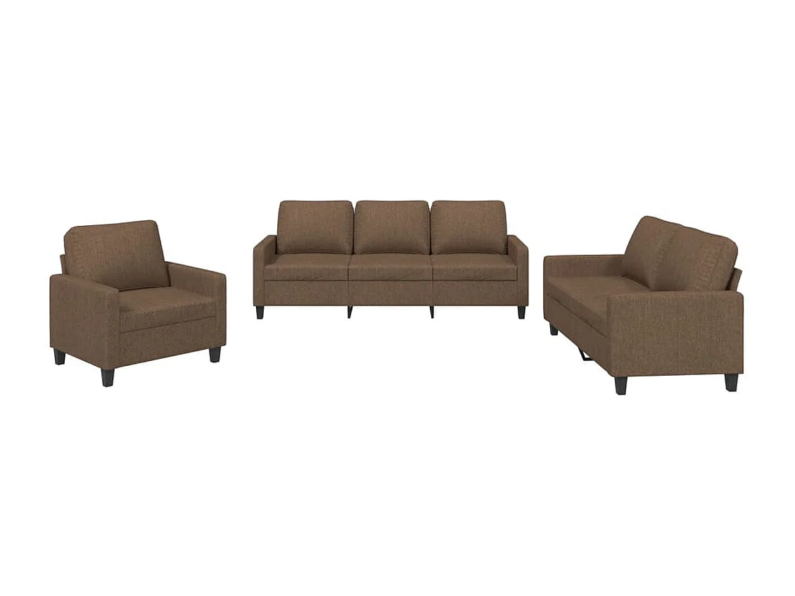 Ensemble de canapés 3 pcs avec coussins Marron Tissu
