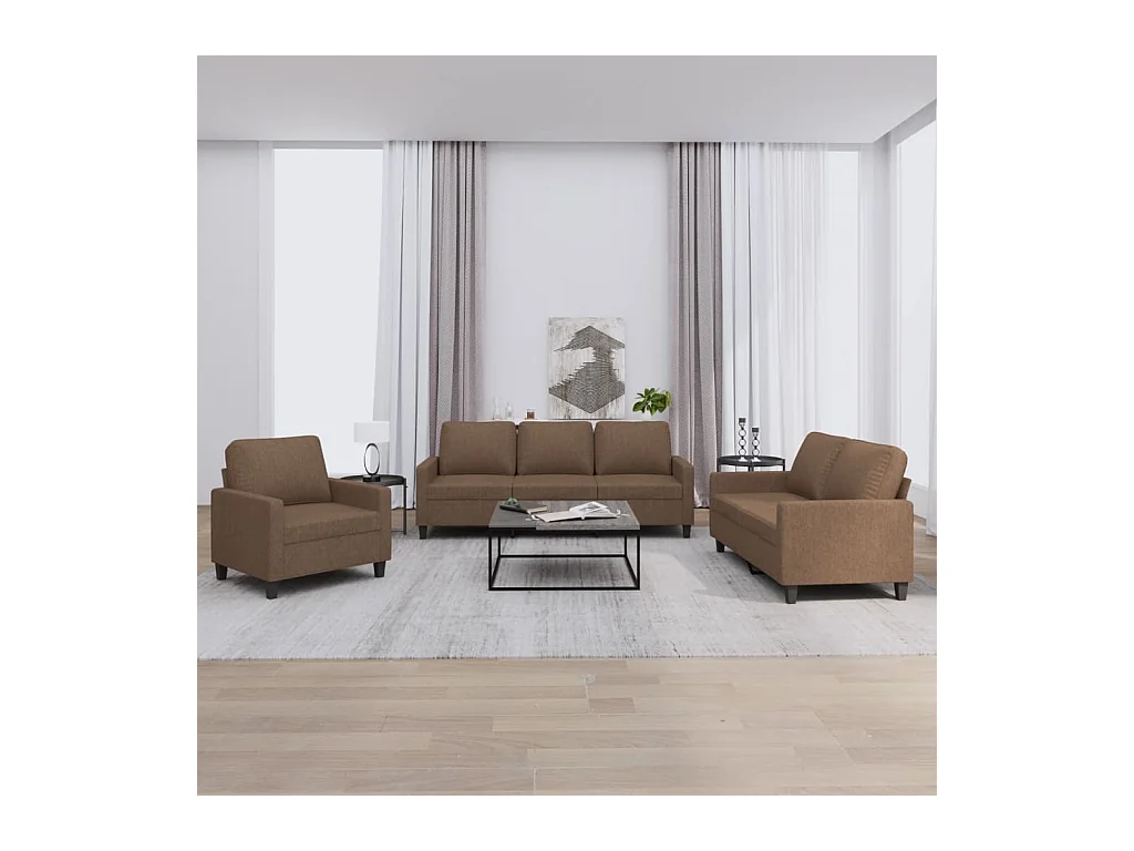 4-delige Loungeset met kussens stof bruin