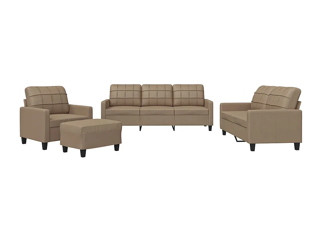 Ensemble de canapés 4 pcs avec coussins Cappuccino Similicuir