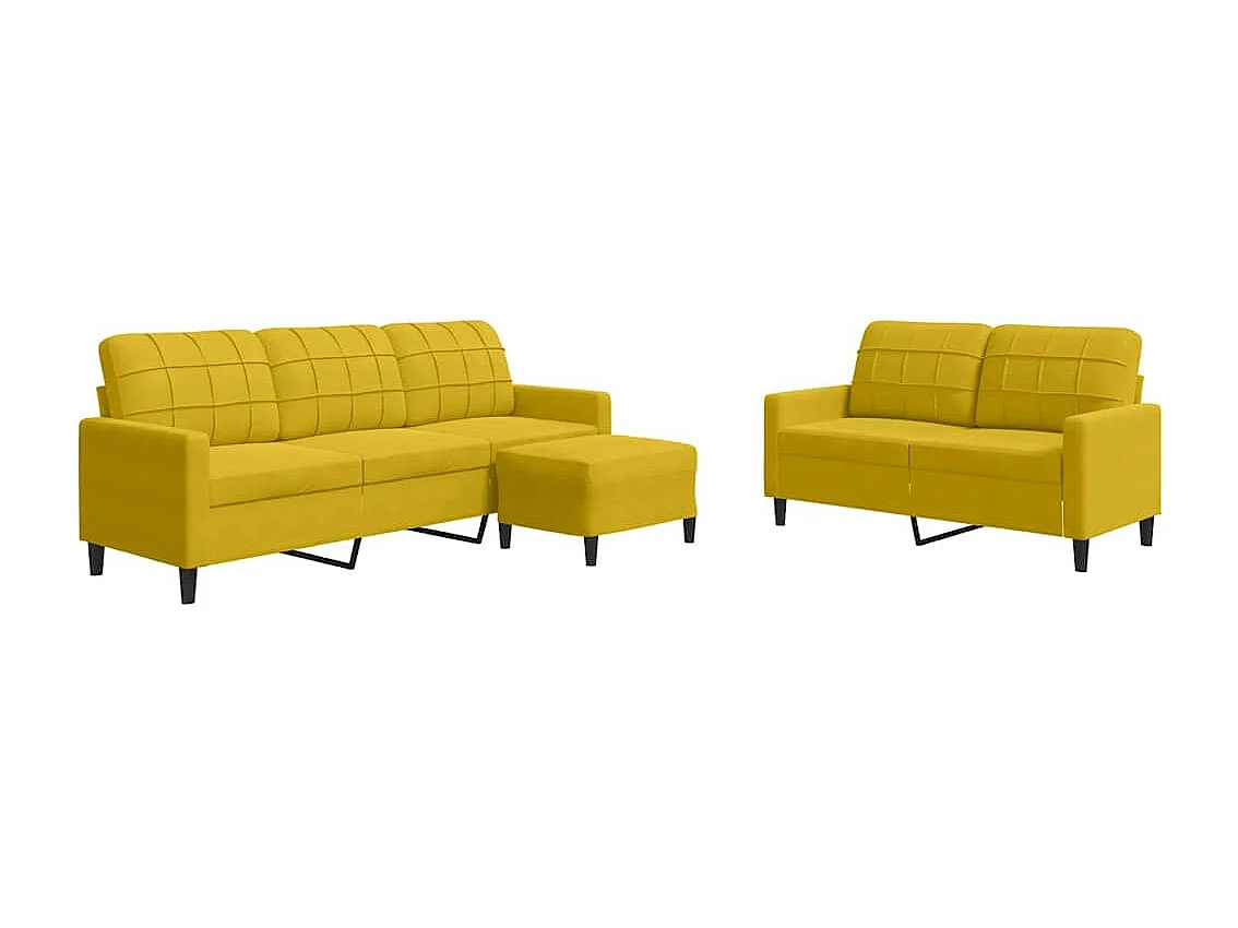 3-delige Loungeset met kussens fluweel geel