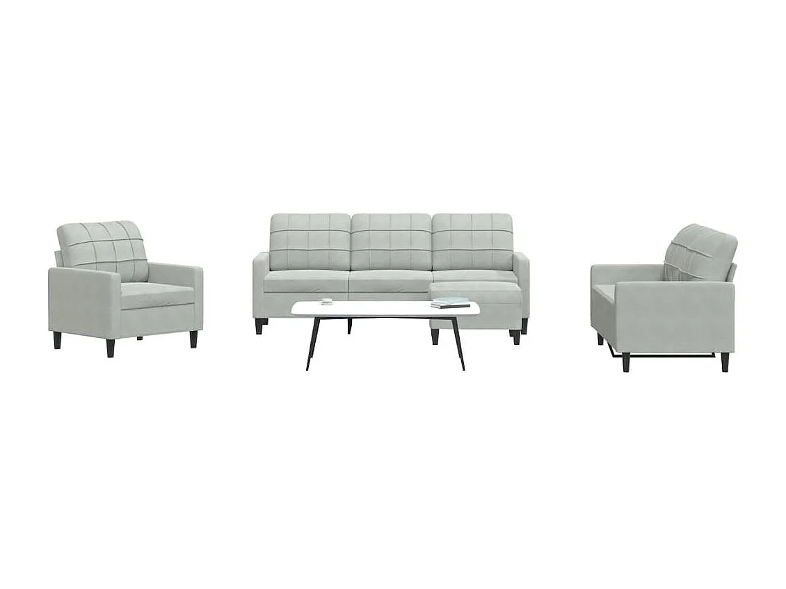 Ensemble de canapés 4 pcs avec coussins Gris clair Velours