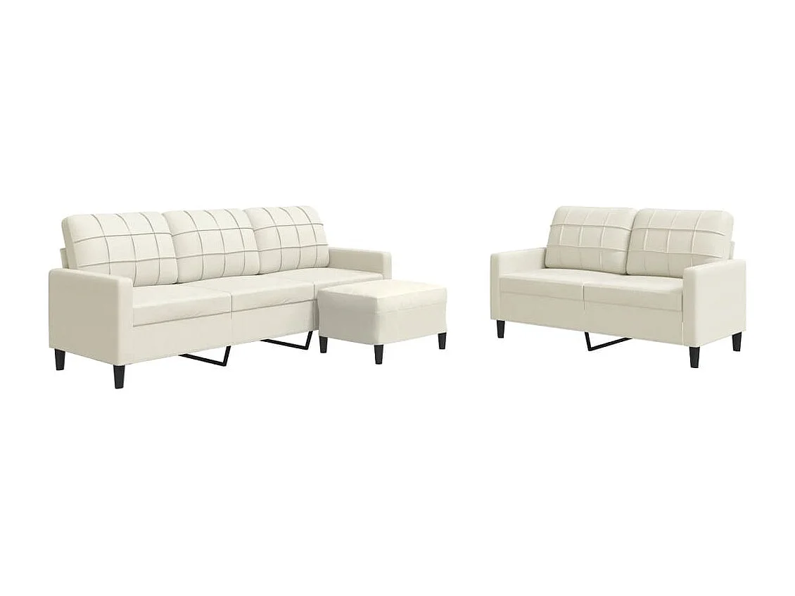 Set di Divani 3 pz con Cuscini Crema in Velluto