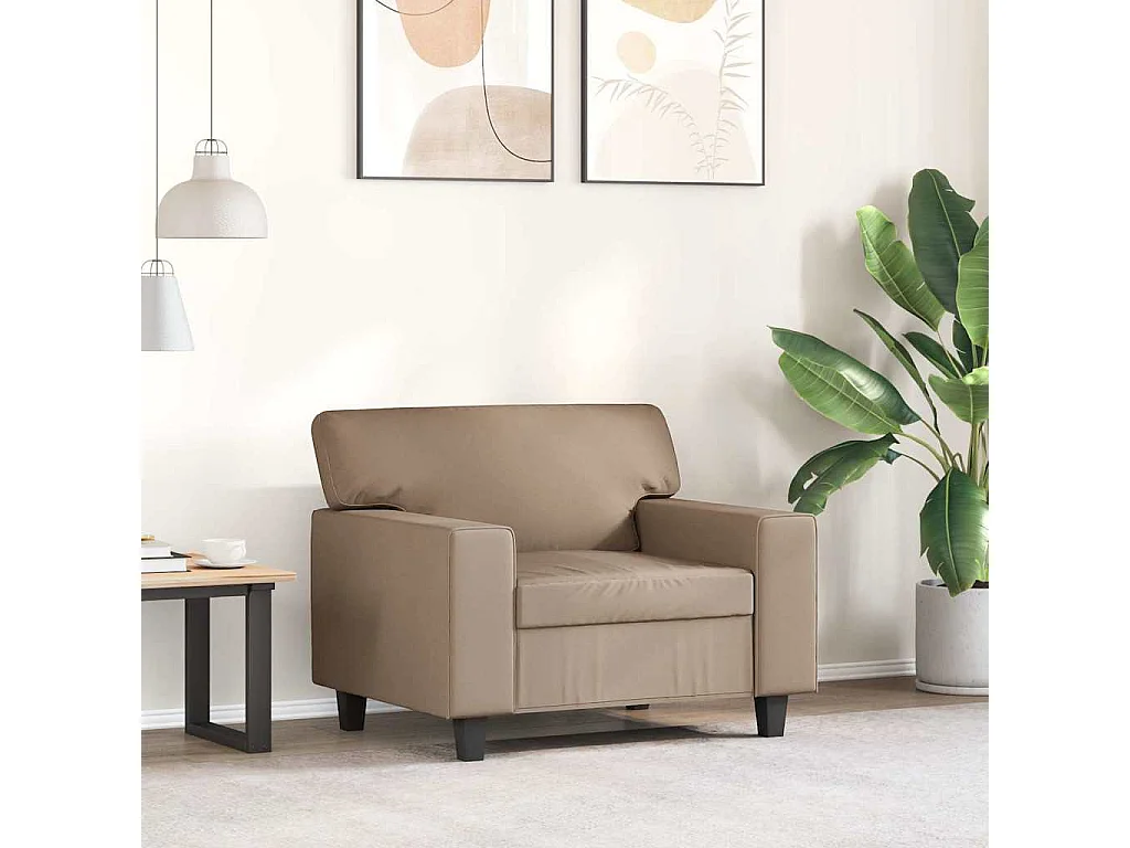 Poltrona 60 cm couro artificial cappuccino