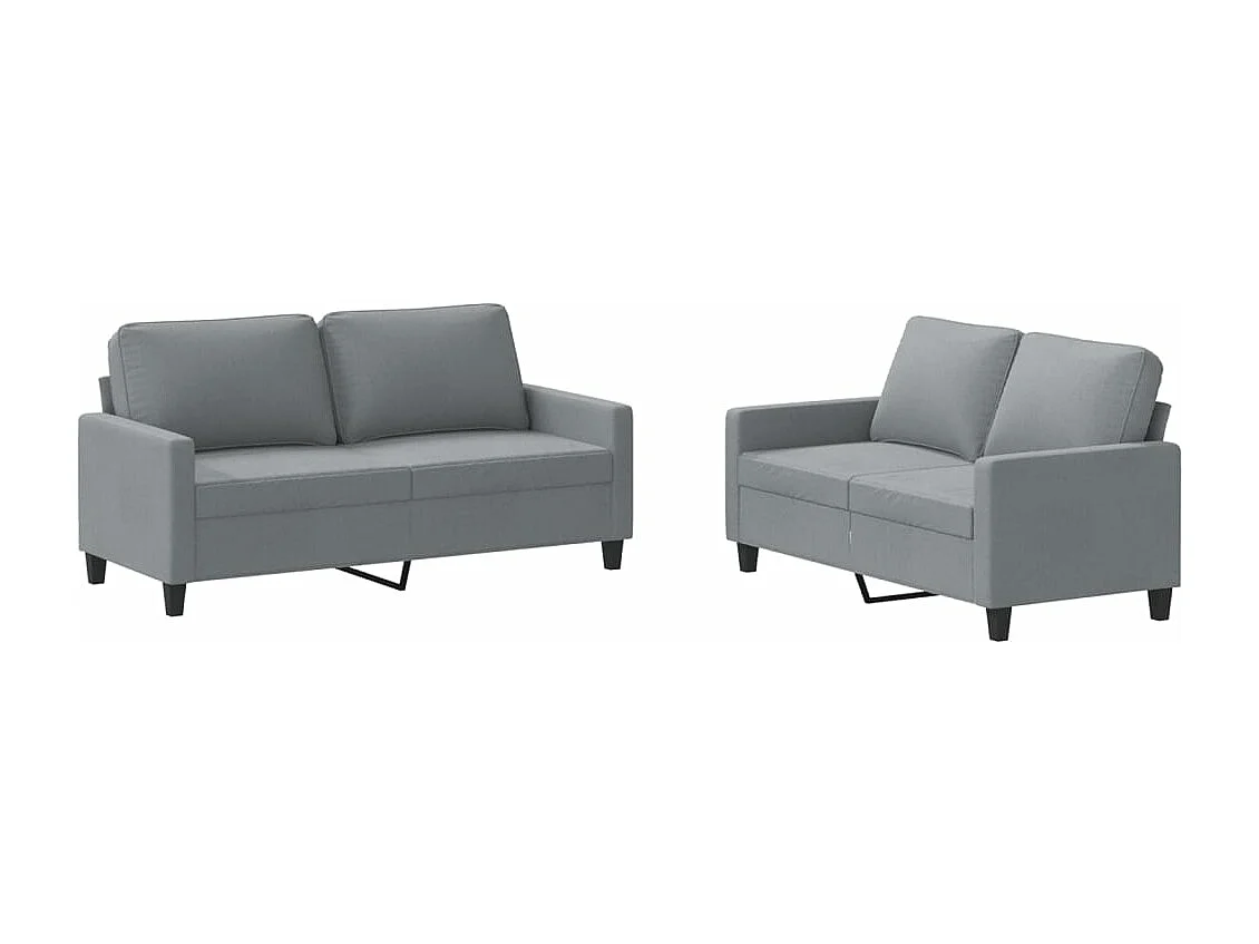 Ensemble de canapés 2 pcs avec coussins Gris clair Tissu