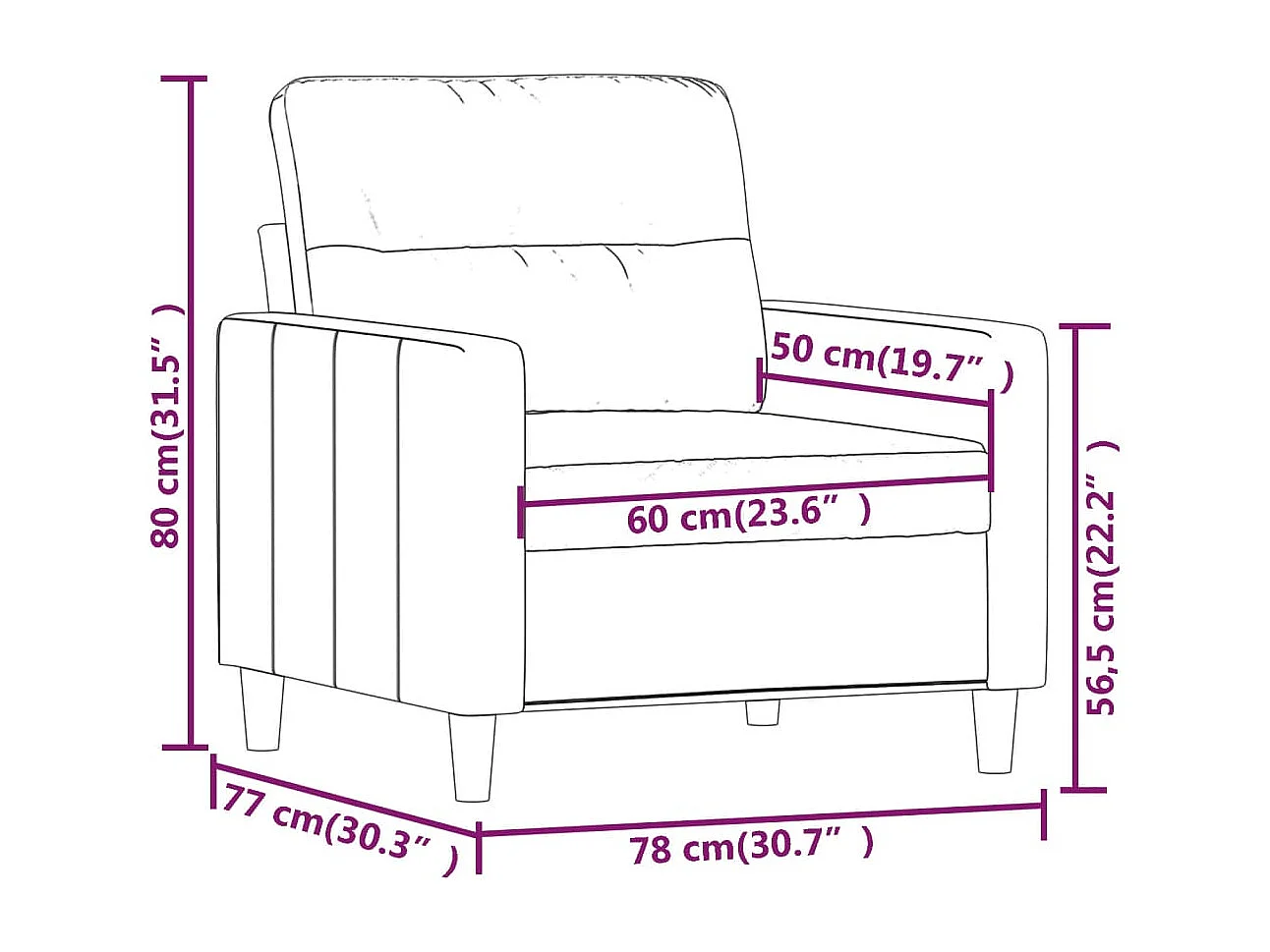 Fauteuil Jaune clair 60 cm Tissu