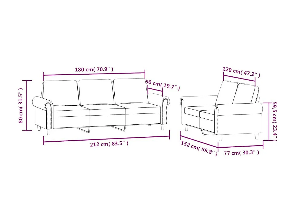 Ensemble de canapés 2 pcs avec coussins Jaune Velours