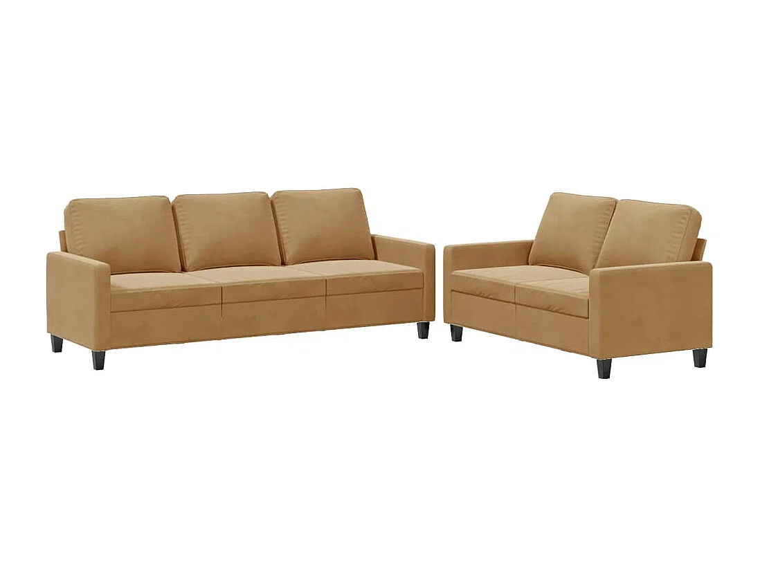 2-delige Loungeset met kussens fluweel bruin
