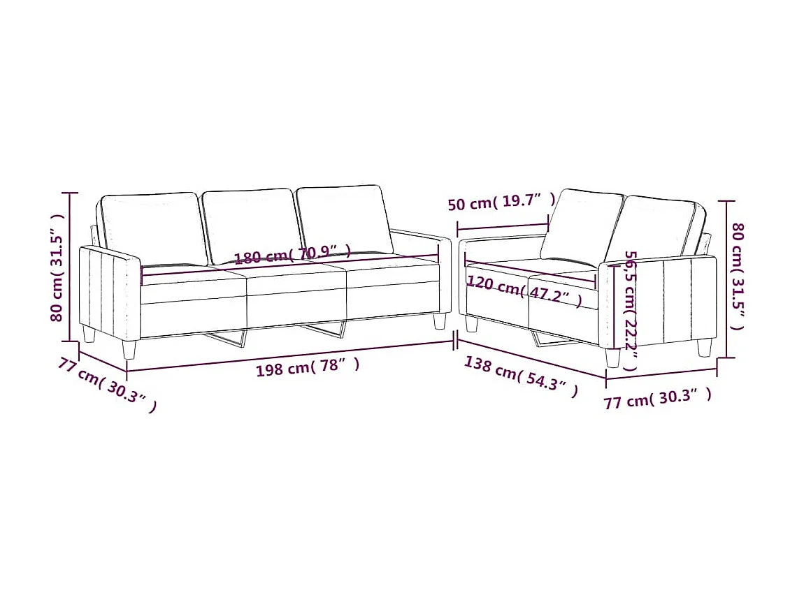 Ensemble de canapés 2 pcs avec coussins Marron Velours