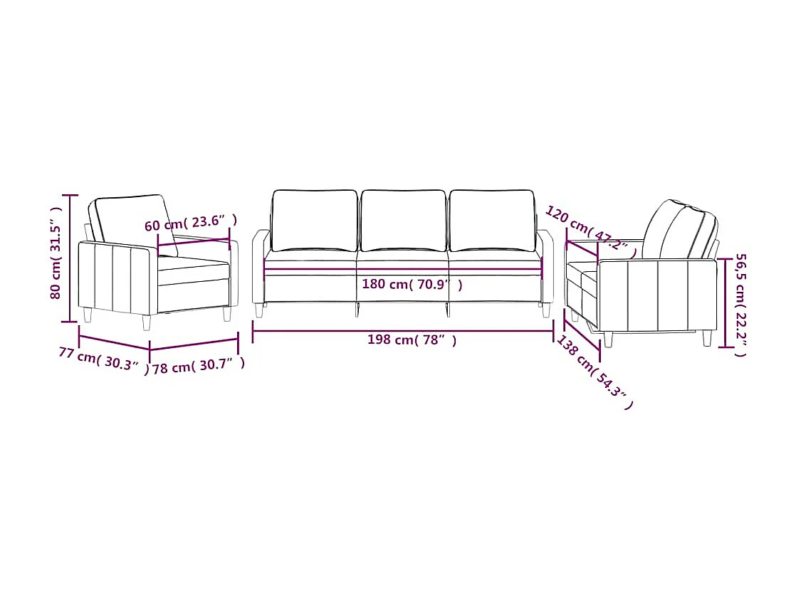 Ensemble de canapés 3 pcs avec coussins Vert foncé Velours