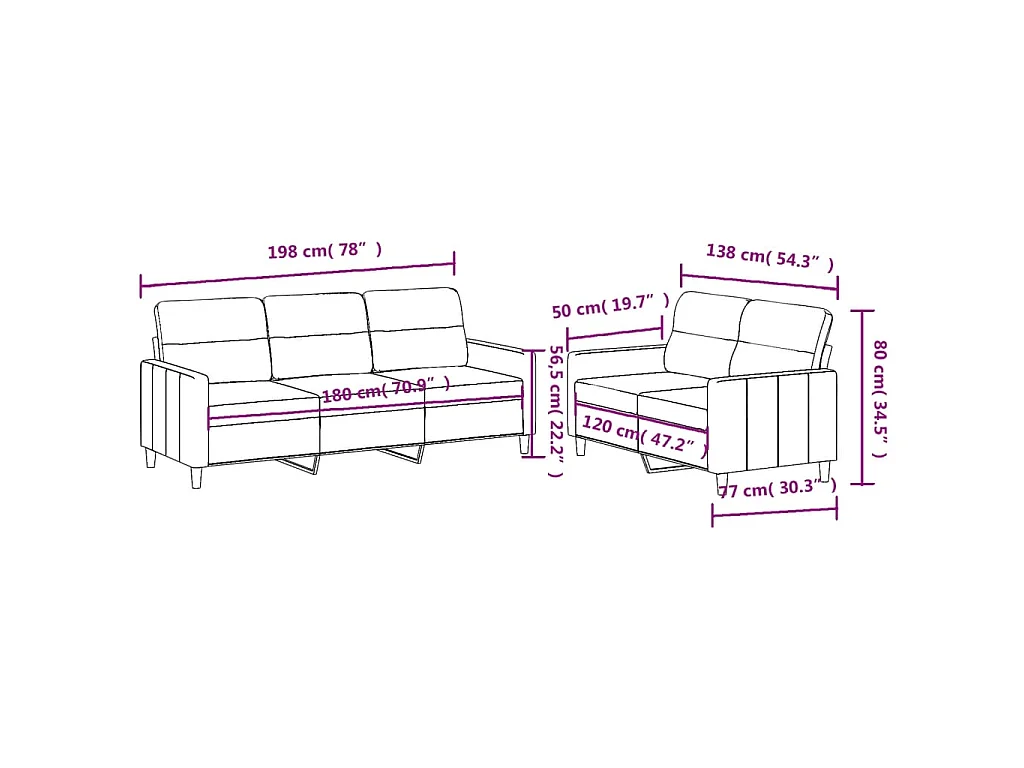 Juego de sofás con cojines 2 piezas tela gris taupe
