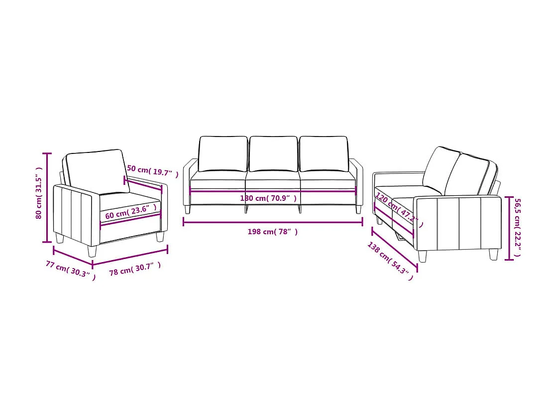 Ensemble de canapés 3 pcs avec coussins Noir Tissu