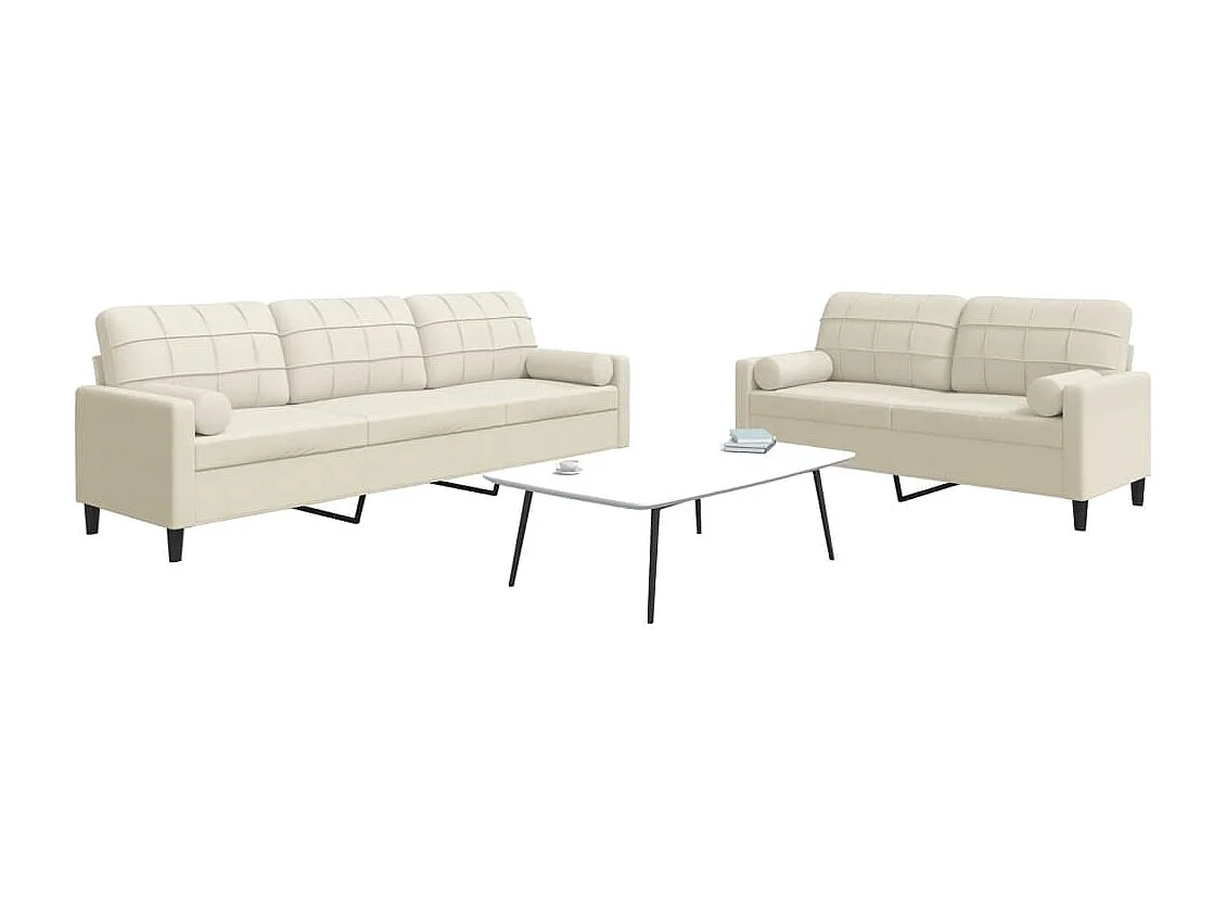 Ensemble de canapés 2 pcs avec coussins et traversins velours