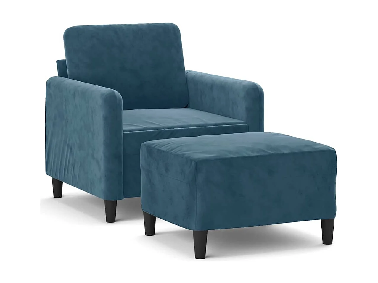Poltrona con Poggiapiedi Blu 60 cm in Velluto