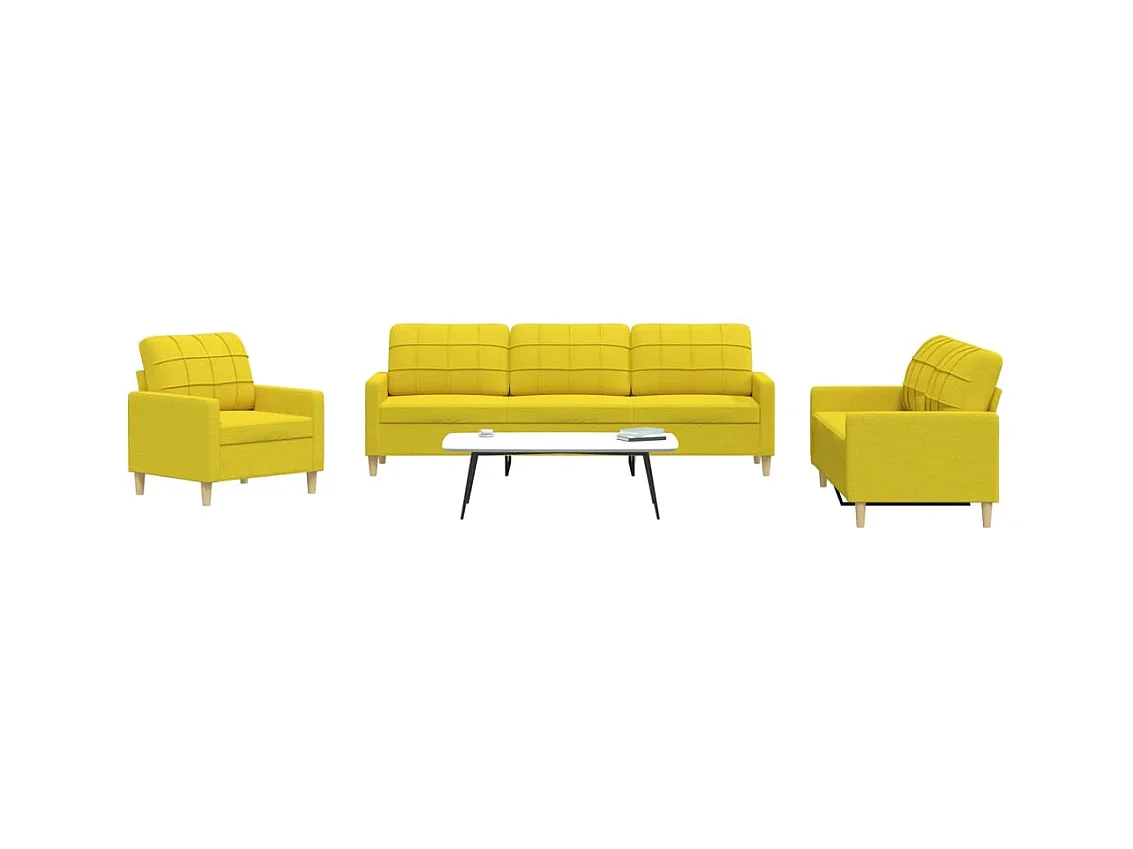 Ensemble de canapés 3 pcs jaune clair tissu