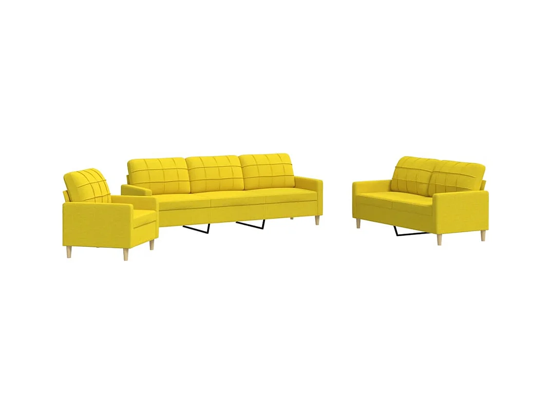 Ensemble de canapés 3 pcs jaune clair tissu