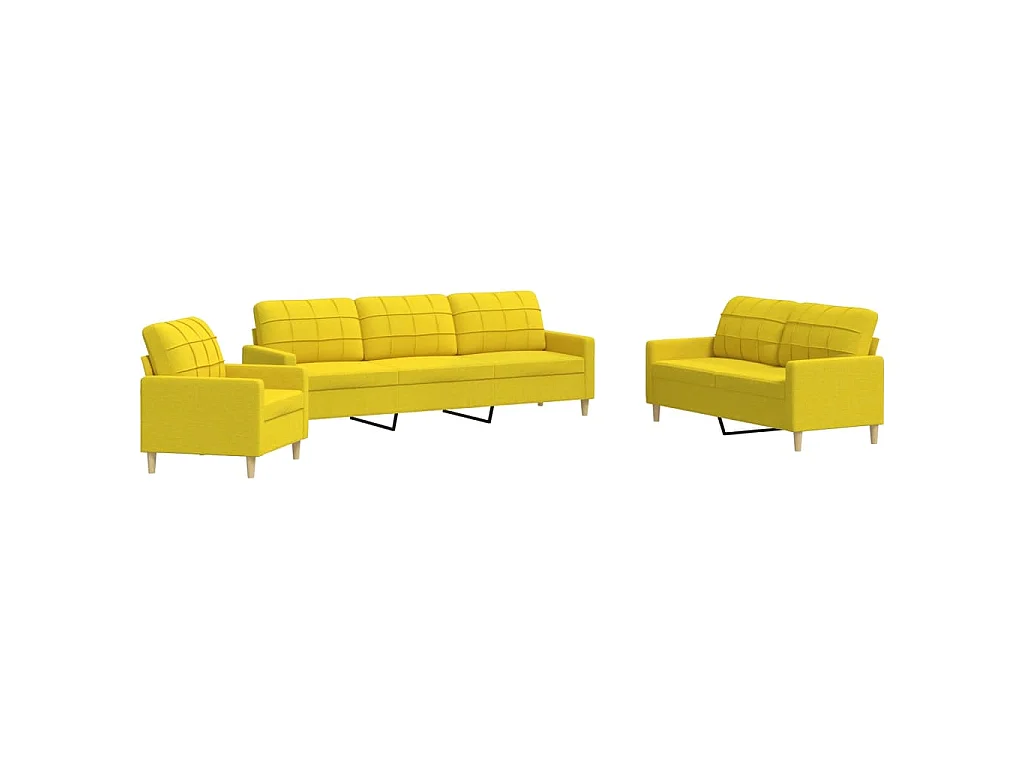 3-delige Loungeset stof lichtgeel