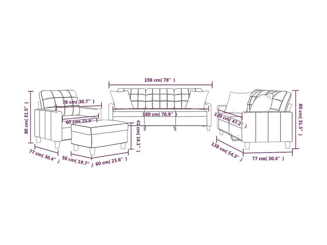 Ensemble de canapés 4 pcs avec coussins noir similicuir