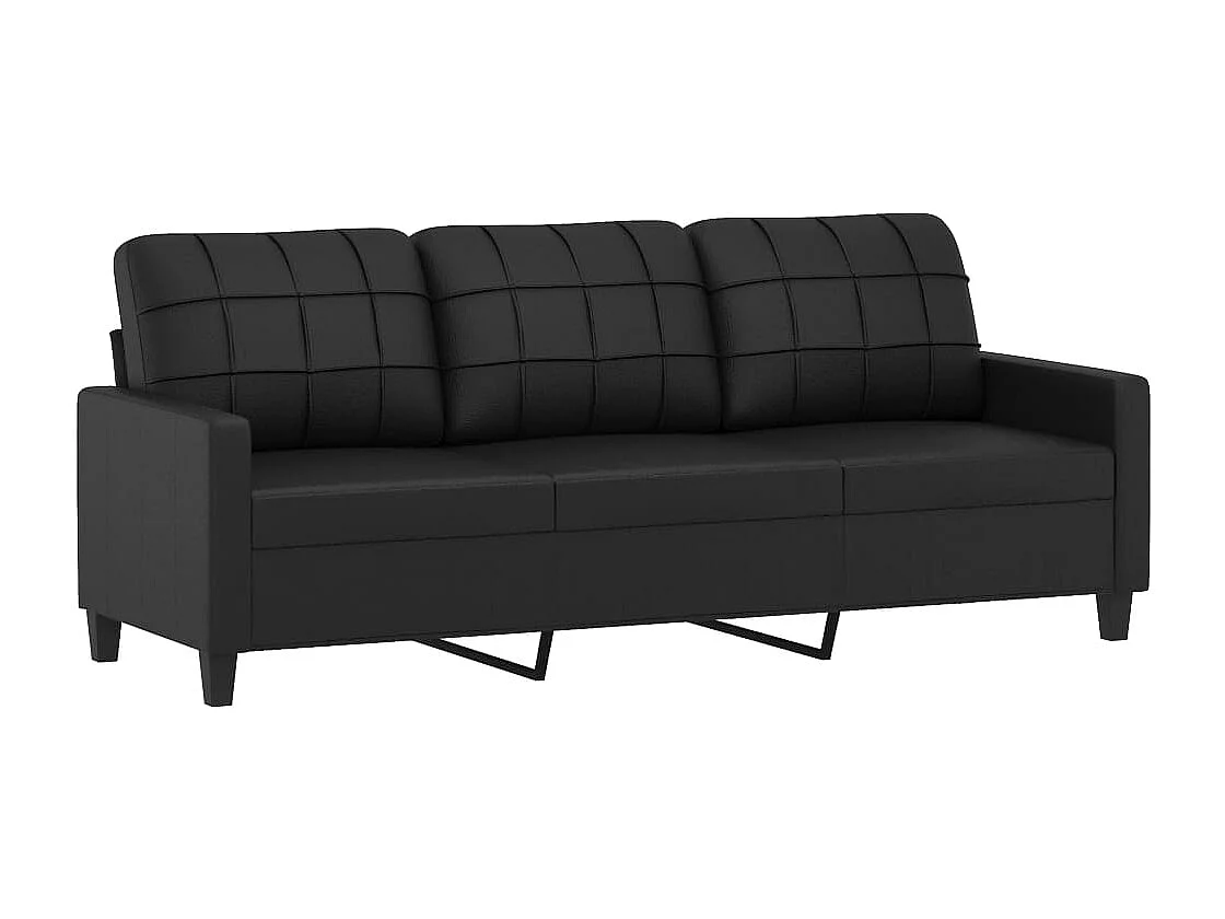 4-delige Loungeset met kussens kunstleer zwart