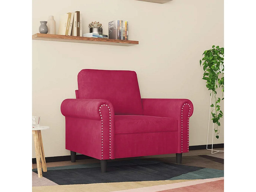 Fauteuil Rouge bordeaux 60 cm Velours