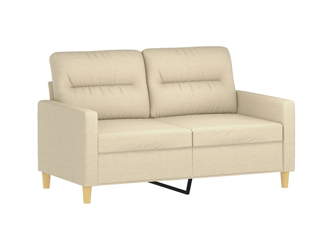 3-tlg. Sofagarnitur mit Kissen Creme Stoff