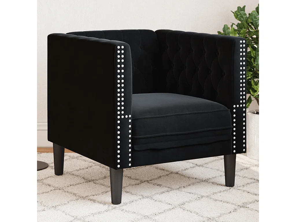 Fauteuil Chesterfield-stijl fluweel zwart