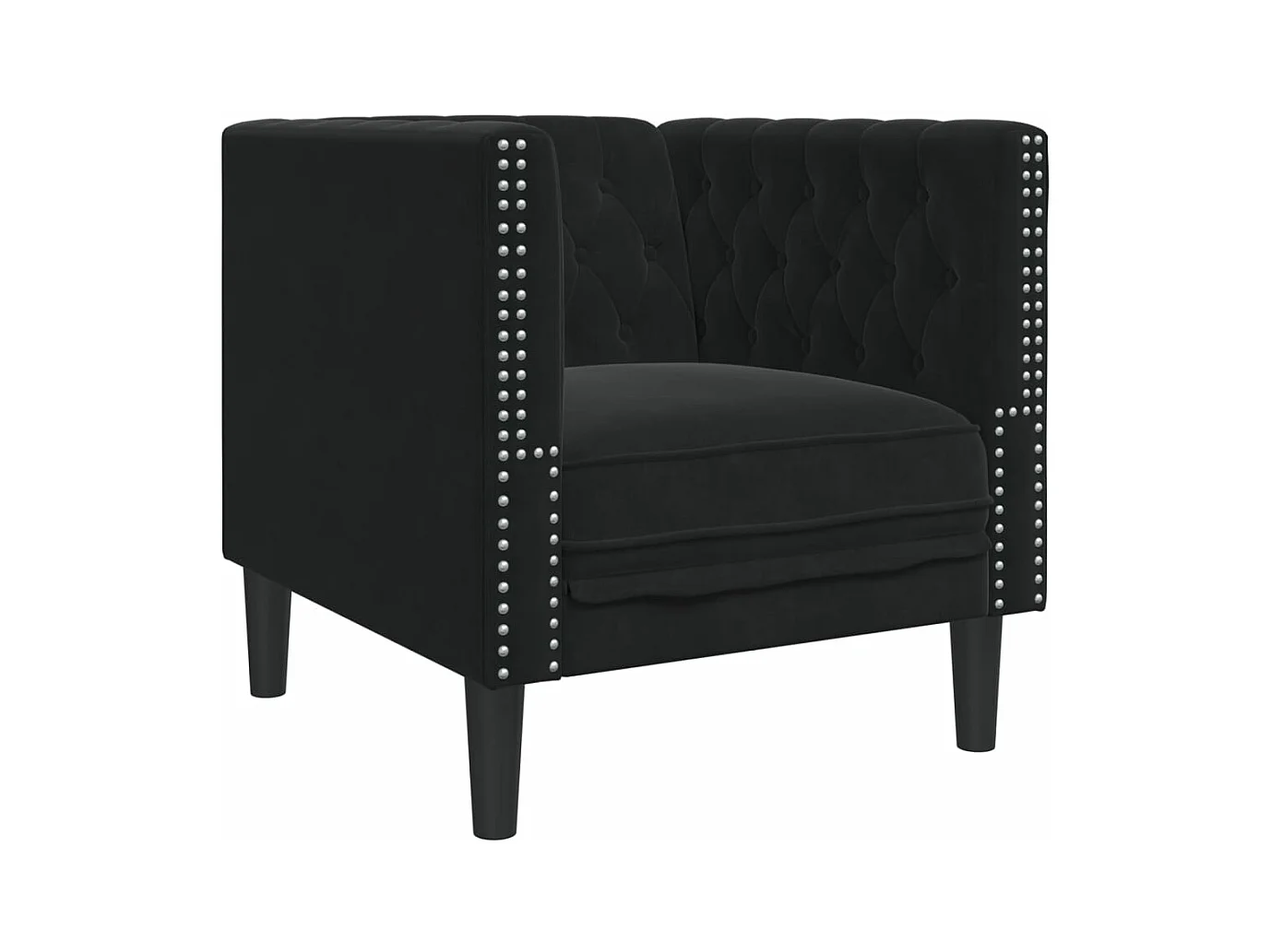 Sillón Chesterfield de terciopelo negro