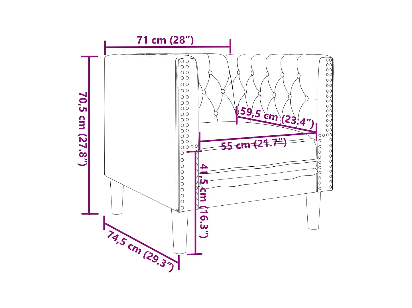 Sillón Chesterfield de terciopelo negro