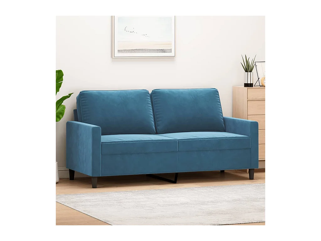 Tweezitsbank 140 cm fluweel blauw