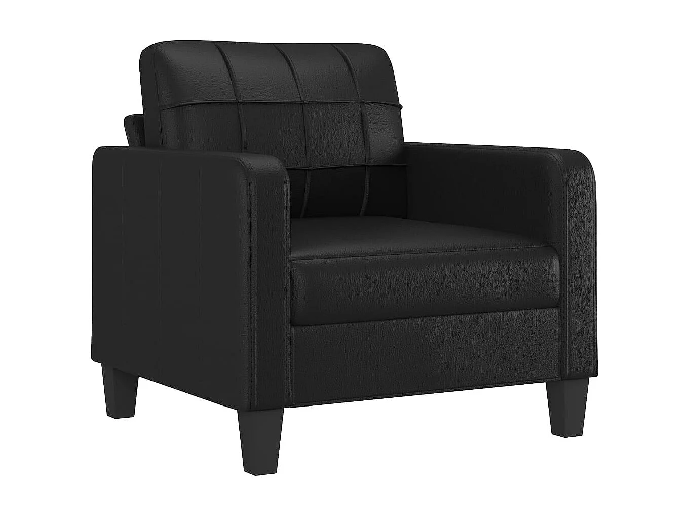 Sessel mit Hocker Schwarz 60 cm Kunstleder