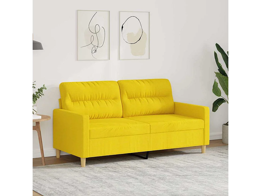 Canapé à 2 places Jaune clair 140 cm Tissu