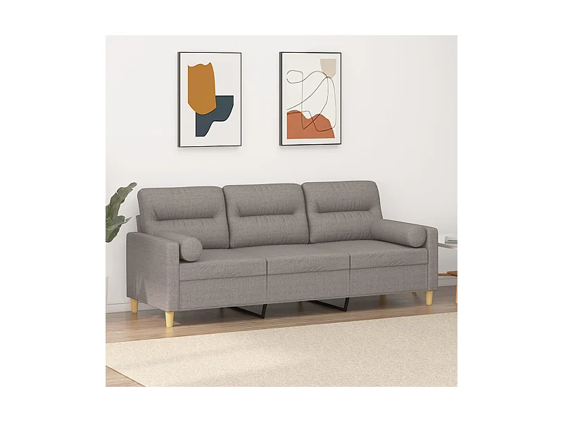 3-Sitzer-Sofa mit Zierkissen Taupe 180 cm Stoff